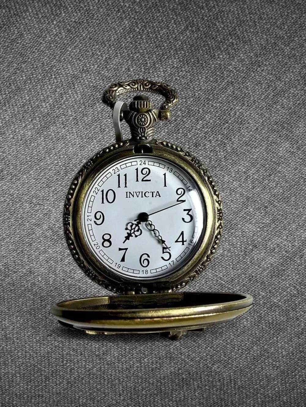Invicta Motorcycle Pocket Watch Antique Bronze With Chain
